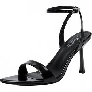 NEW MOSTRIN women's open toe ankle strap heel stilletto sandal shoes in black